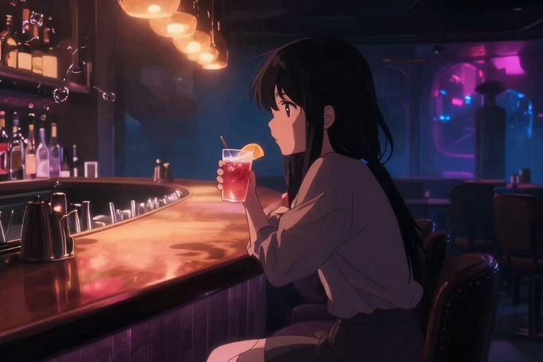 バーのカウンターで静かに過ごすイメージ