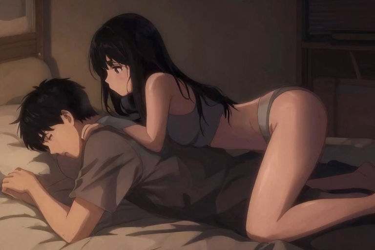 ペギング体位のイメージ——仰向けで腰を高くした受け手と、上から角度をつけて挿入するパートナー