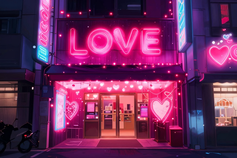 スタイリッシュなコンセプトルームのカラフルなムード照明とキングサイズベッド